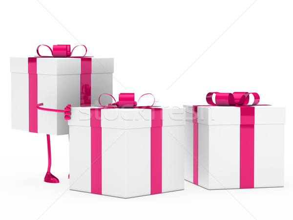 Foto d'archivio: Scatola · regalo · figura · Natale · rosa · bianco