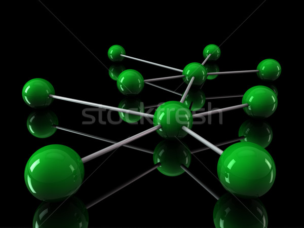 Сток-фото: 3D · хром · зеленый · сеть · мяча · связи