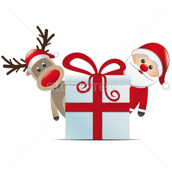 reindeer santa claus christmas gift red Stock photo © dariusl