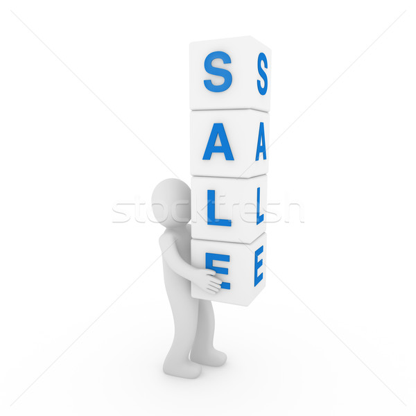 Stock photo: 3d sale cube red white human