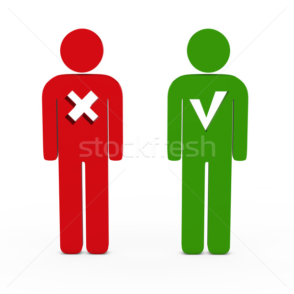 Rouge vert 3d man chiffre pas oui [[stock_photo]] © dariusl