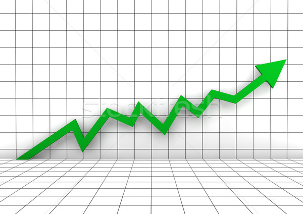 Stock photo: 3d graph wall arrow green high