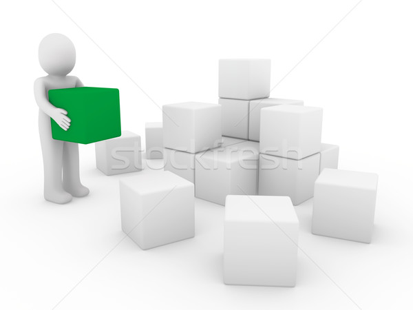 Foto stock: Cubo · caixa · verde · branco · sucesso