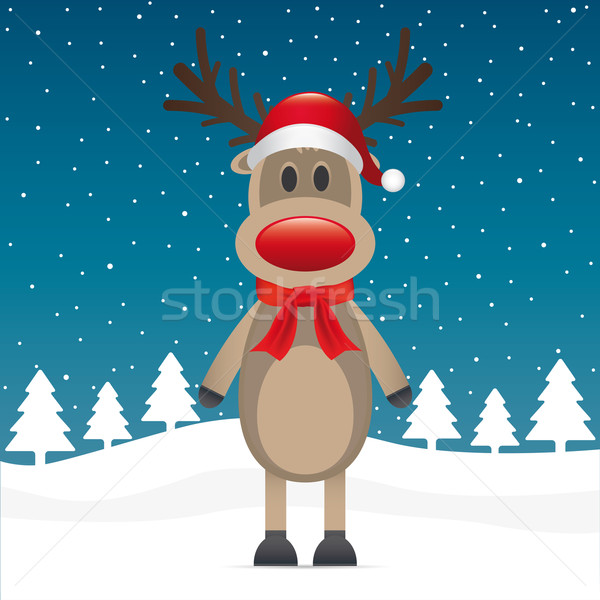rudolph reindeer red nose scarf hat Stock photo © dariusl