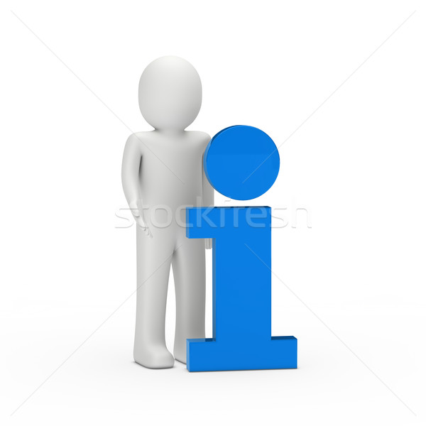 Mężczyzna 3d info symbol niebieski informacji Internetu Zdjęcia stock © dariusl