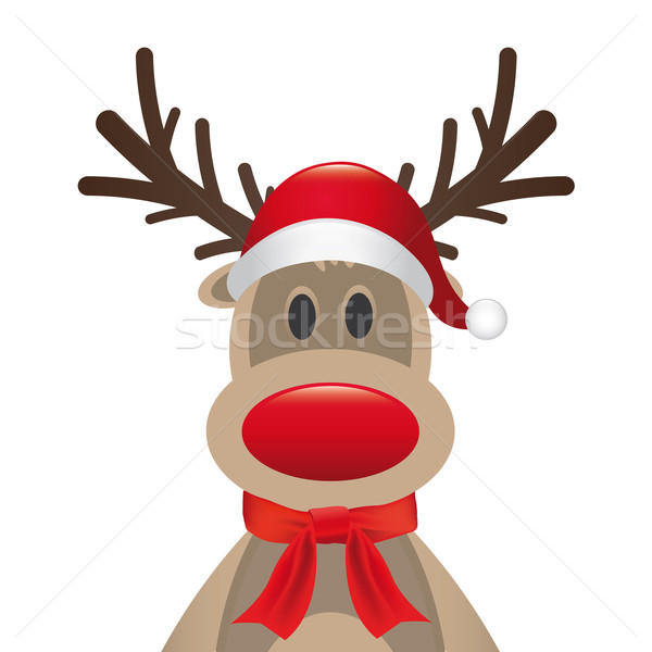 reindeer red nose santa hat scarf Stock photo © dariusl