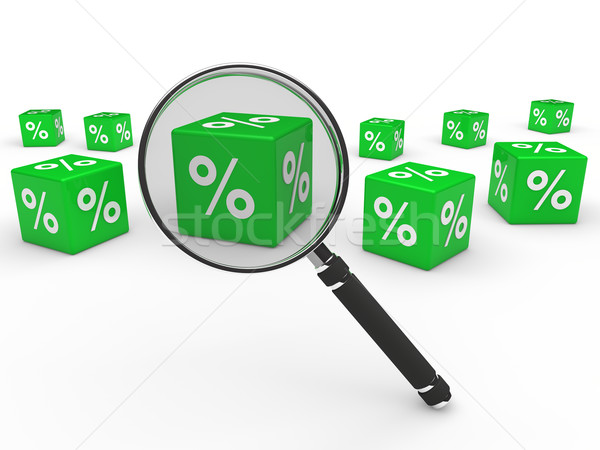 3d sale cube green magnifying lens  Stock photo © dariusl