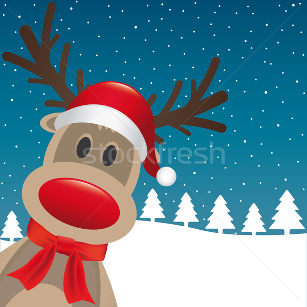 reindeer red nose santa claus hat Stock photo © dariusl