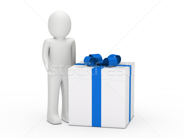 Stock photo: 3d man gift box