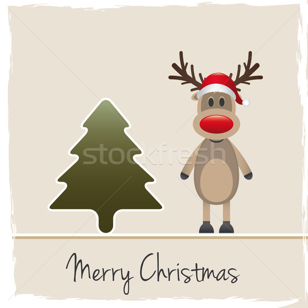reindeer red nose santa claus hat Stock photo © dariusl