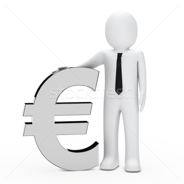 Stock photo: Businessman hold euro