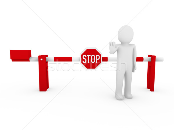 3d human stop barrier red  Stock photo © dariusl