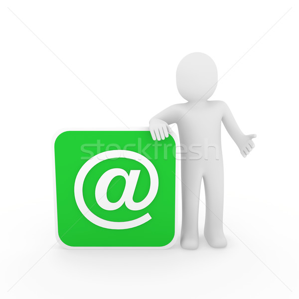 Сток-фото: 3d · человек · электронная · почта · человека · куб · зеленый · почты