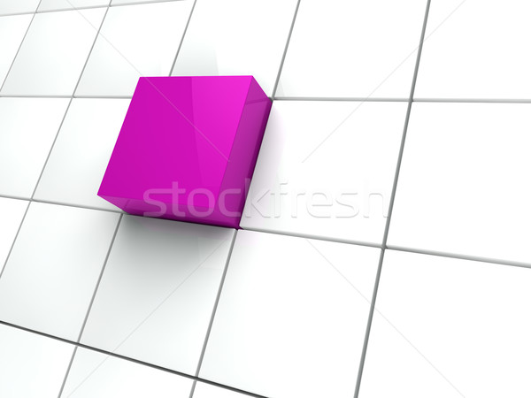 Foto stock: 3D · cubo · púrpura · blanco · cuadrados · resumen