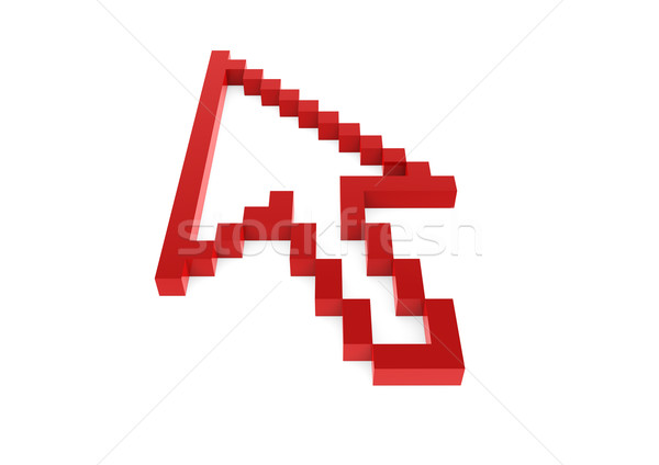 3D pixel flèche rouge élevé isolé [[stock_photo]] © dariusl