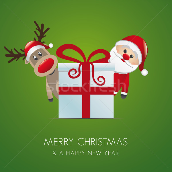 reindeer santa claus christmas gift box Stock photo © dariusl
