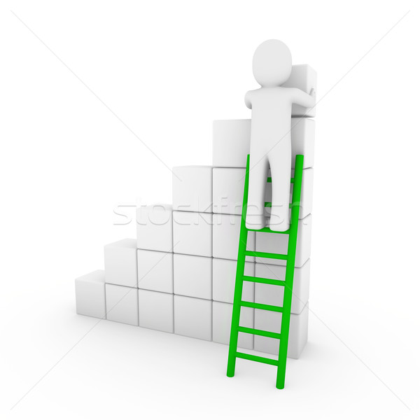 Foto stock: Cubo · escada · verde · branco · sucesso
