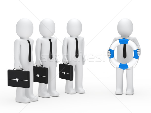 Stock photo: 3d business men briefcase and lifebelt