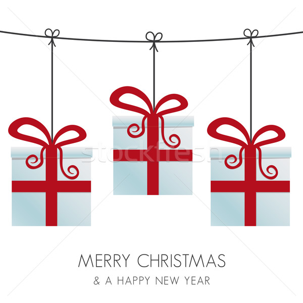 red gift boxes hanging on twine Stock photo © dariusl