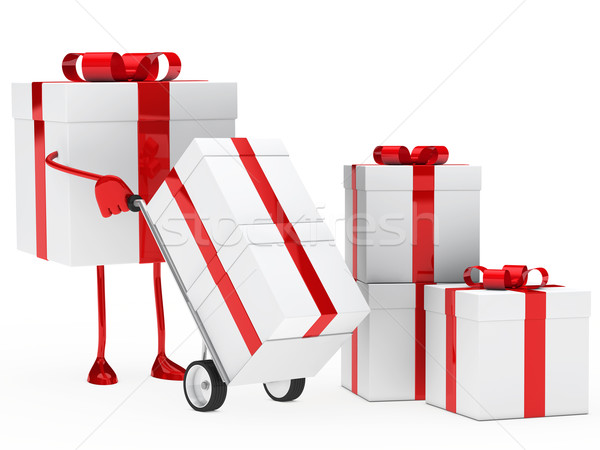 gift box hold hand truck Stock photo © dariusl