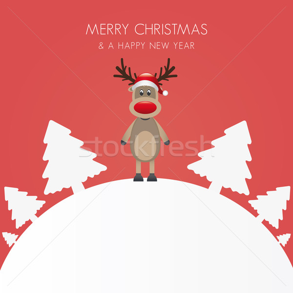 reindeer christmas tree white background world Stock photo © dariusl