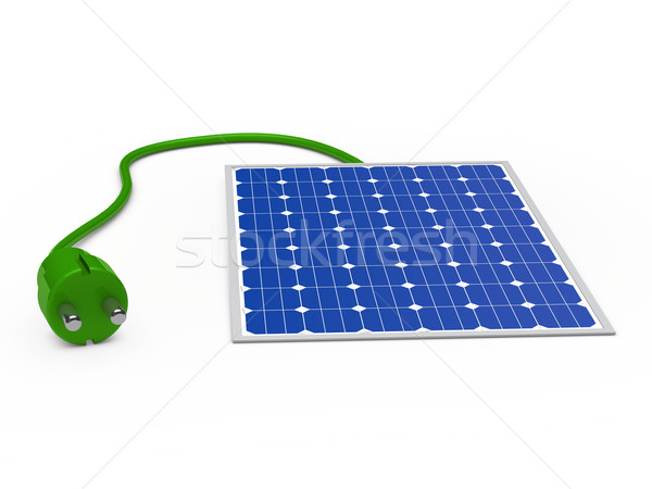 3d solar panel with green plug Stock photo © dariusl