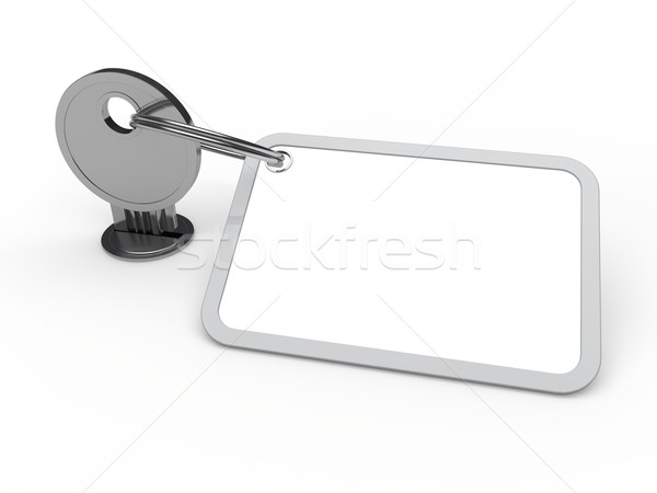 3D chave anexada cromo etiqueta Foto stock © dariusl