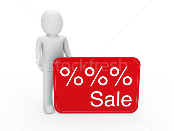 O homem 3d venda cartão vermelho dom por cento Foto stock © dariusl