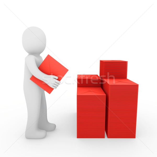 3d human letter mailbox red Stock photo © dariusl