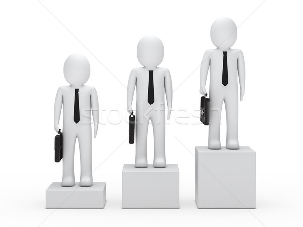 Foto stock: Homem · de · negócios · suporte · caixa · 3D · negócio · grupo