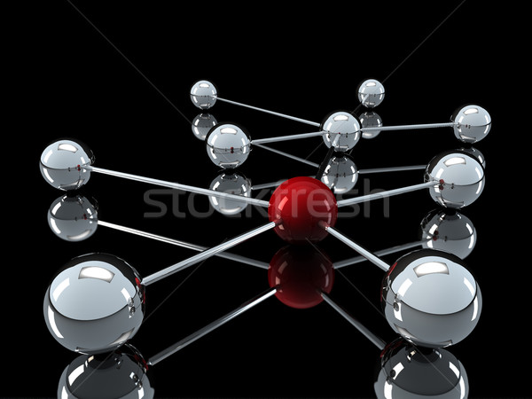Stock photo: 3d chrome red network