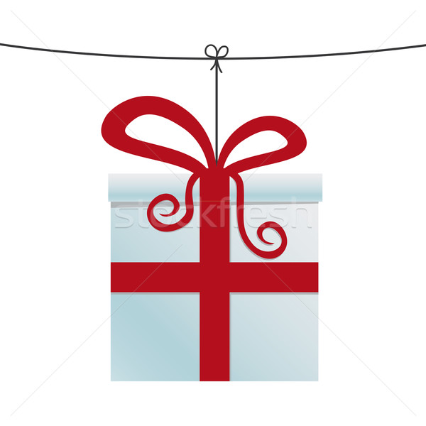 Stock photo: gift box hanging on a twine