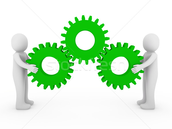 3d human gear machine green Stock photo © dariusl