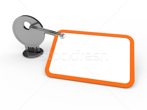 3D Schlüssel angebracht orange chrom Label Stock foto © dariusl