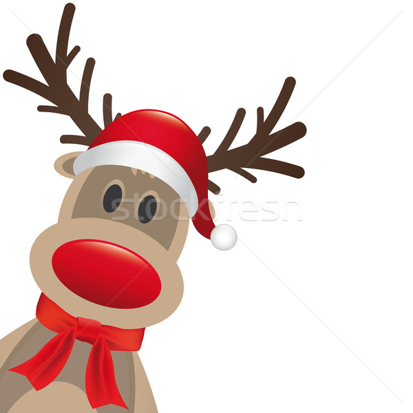 Stock photo: reindeer red nose hat and scarf