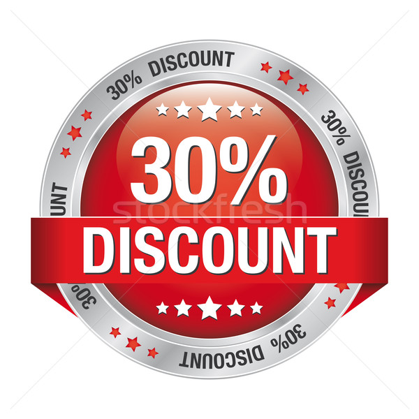 30 percent discount red silver button Stock photo © dariusl
