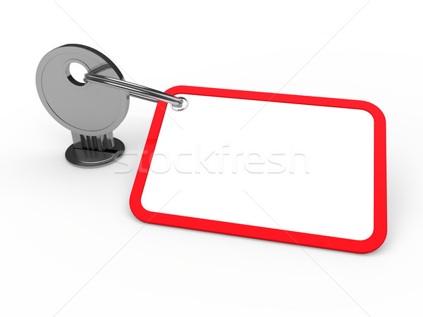 3D kulcs csatolva piros króm címke Stock fotó © dariusl