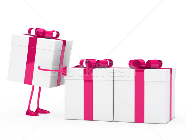 Stock photo: figure push gift boxes