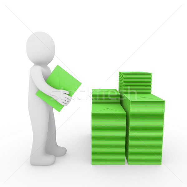 Stock photo: 3d human letter mailbox green