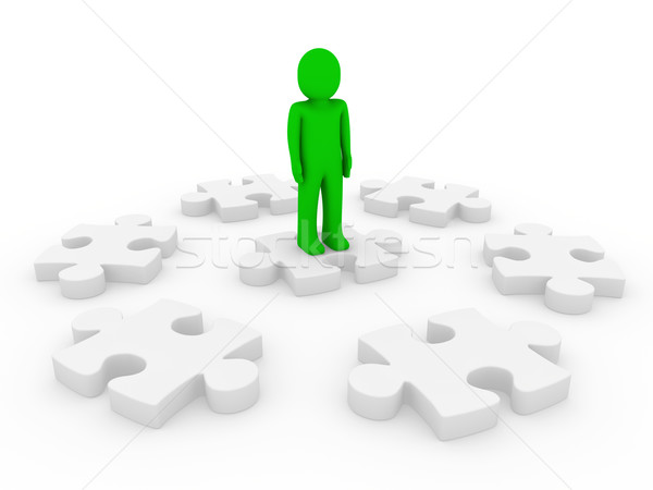 Stock photo: 3d human puzzle circle