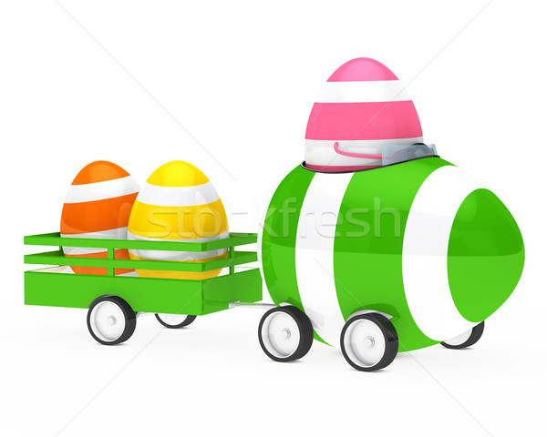 Foto stock: Huevo · de · Pascua · figura · coche · Pascua · huevo · naranja