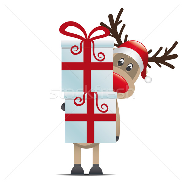 reindeer hold gift boxes Stock photo © dariusl