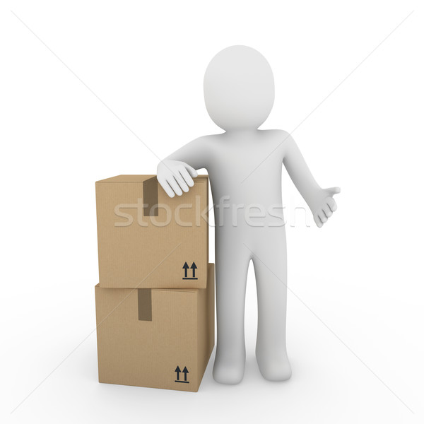 3d human shipping package Stock photo © dariusl