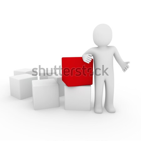 Foto stock: Cubo · rojo · cuadro · blanco · negocios