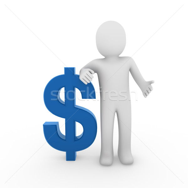 3d human dollar symbol blue Stock photo © dariusl