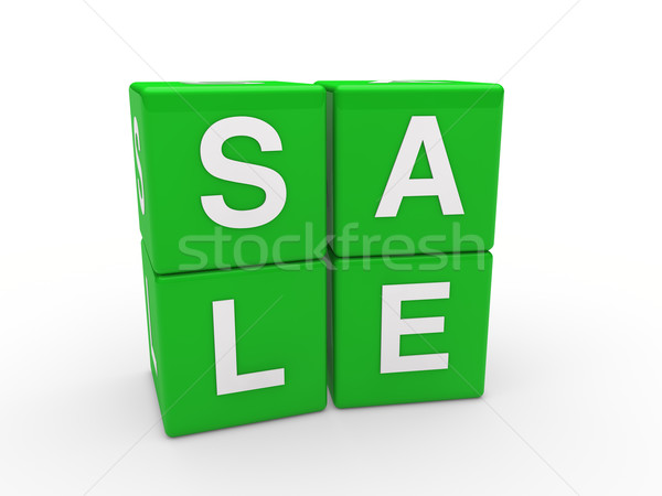 3D vásár kocka zöld árengedmény szó Stock fotó © dariusl
