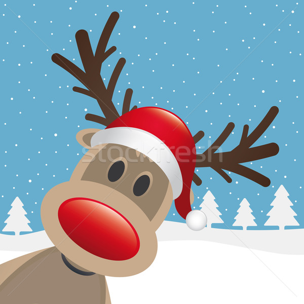 rudolph reindeer red nose hat Stock photo © dariusl