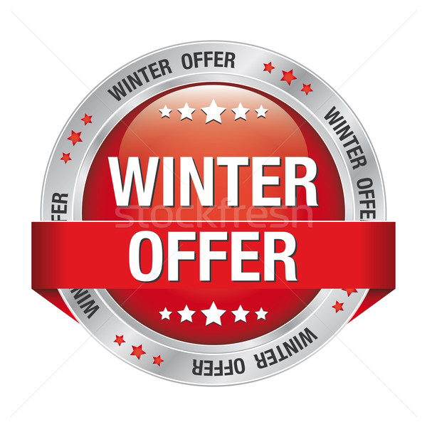 winter offer discount red silver button Stock photo © dariusl