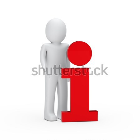 Mężczyzna 3d info symbol czerwony informacji Internetu Zdjęcia stock © dariusl