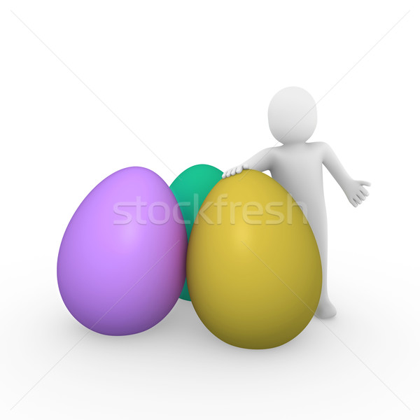 Foto d'archivio: Easter · egg · giallo · viola · verde · vacanze